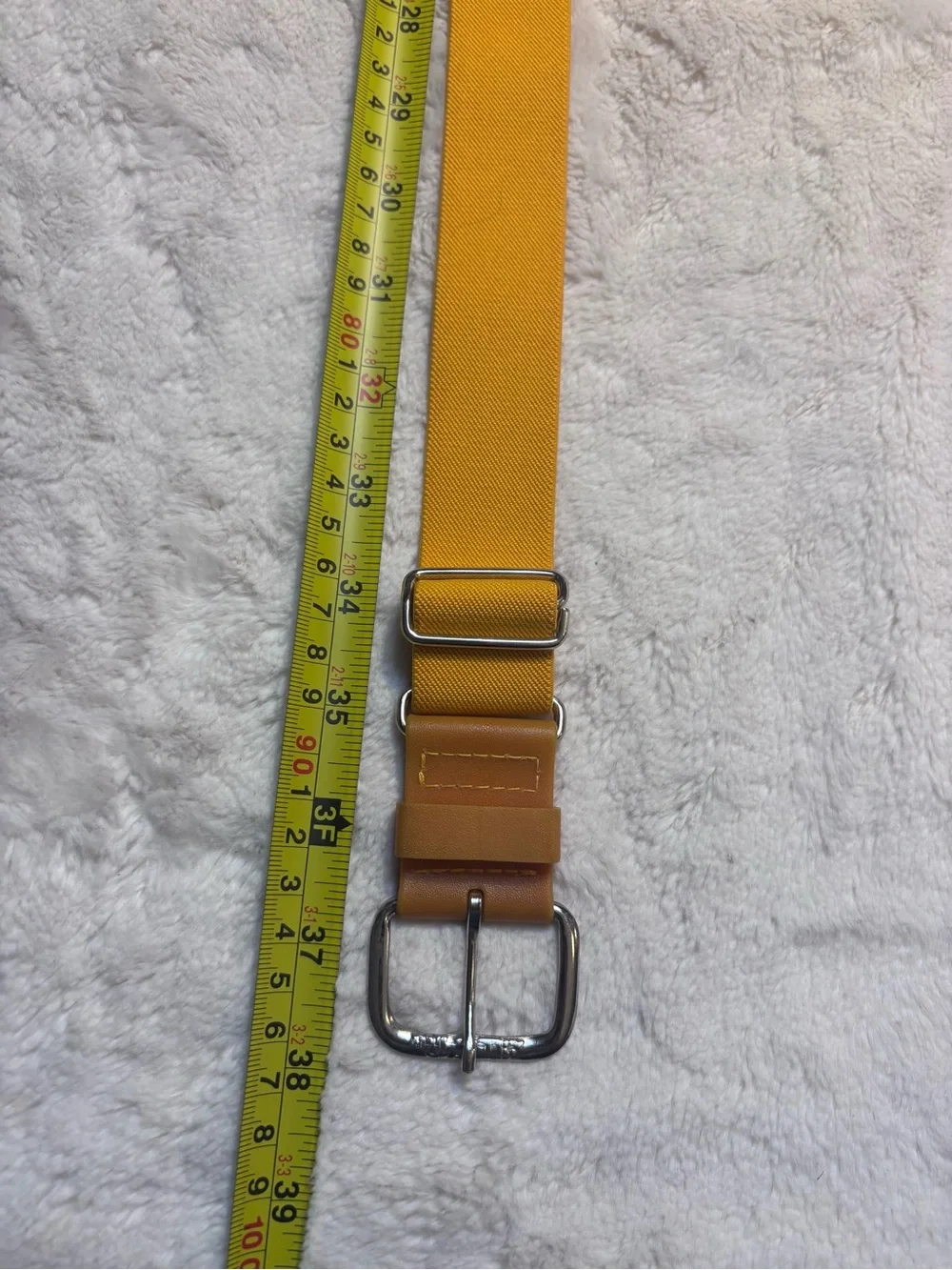 Kids Baseball Belt onesize Mustard Yellow Elastic Belt Faux Leather Silver Hrdwr